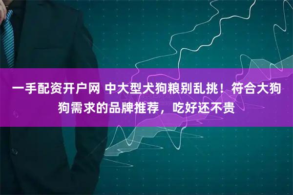 一手配资开户网 中大型犬狗粮别乱挑！符合大狗狗需求的品牌推荐，吃好还不贵